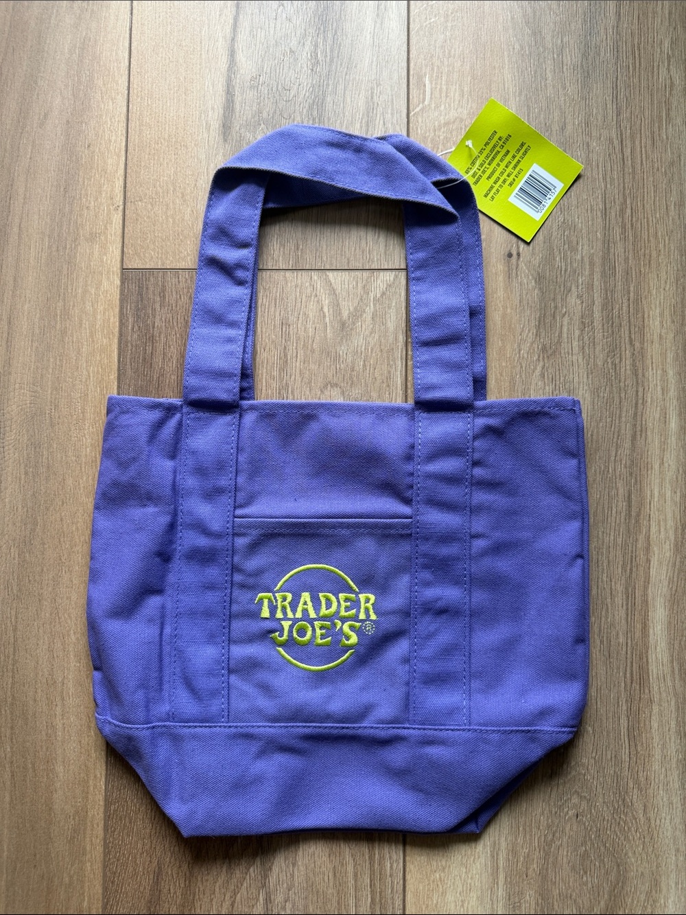 Trader Joe's Purple Canvas Tote with Neon Logo